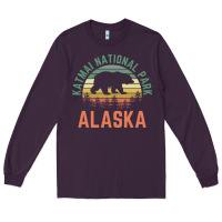 Plum katmai national park alaska bear hiking travel nature retro pullover h Long Sleeve Tee - linhVisuals