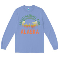 Colony Blue katmai national park alaska bear hiking travel nature retro pullover h Long Sleeve Tee - linhVisuals