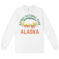White katmai national park alaska bear hiking travel nature retro pullover h Long Sleeve Tee - linhVisuals