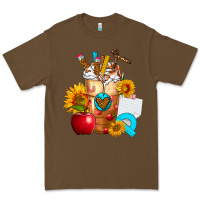 Cacao teacher cold drink frappe with sunflowers Premium Tee - FaDigitalArtStudio