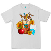Dove Grey teacher cold drink frappe with sunflowers Premium Tee - FaDigitalArtStudio