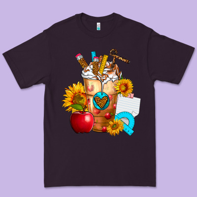 Teacher Cold Drink Frappe With Sunflowers Premium Tee Designed By Fadigitalartstudio