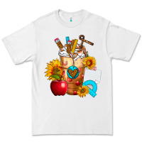 White teacher cold drink frappe with sunflowers Premium Tee - FaDigitalArtStudio