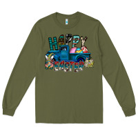 Army Green Happy Easter  truck Long Sleeve Tee - CowhideDigitalArt