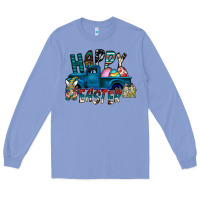 Colony Blue Happy Easter  truck Long Sleeve Tee - CowhideDigitalArt