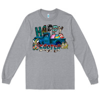 Heather Grey Happy Easter  truck Long Sleeve Tee - CowhideDigitalArt