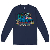 Navy Happy Easter  truck Long Sleeve Tee - CowhideDigitalArt