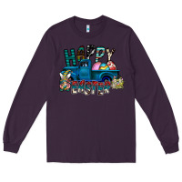 Plum Happy Easter  truck Long Sleeve Tee - CowhideDigitalArt