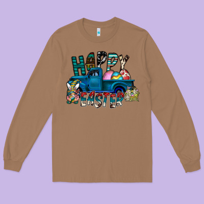 Happy Easter  Truck Long Sleeve Tee Designed By Cowhidedigitalart