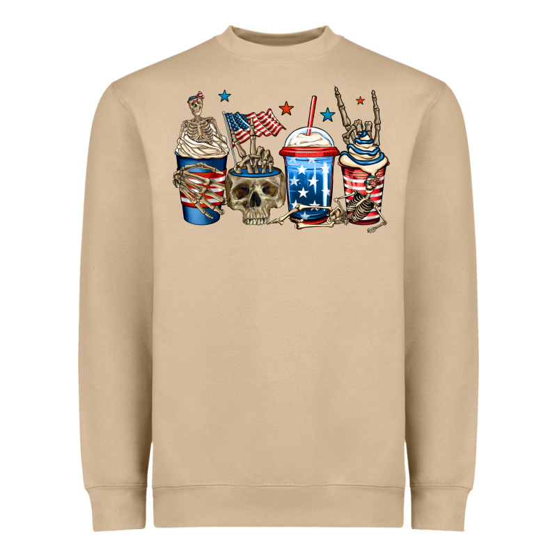 4th Of July Skeleton Coffee Cups Heavyweight Sweatshirt by Jasminsmagicworld | Teevron