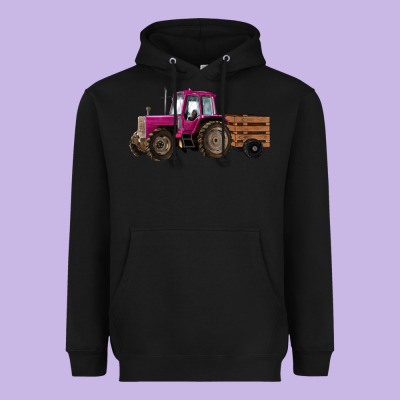 Pink Farm Tractor Heavyweight Hoodie Designed By Ranaportraitstore
