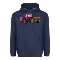 Navy Pink Farm Tractor Heavyweight Hoodie - RanaPortraitStore