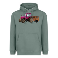 Sage Pink Farm Tractor Heavyweight Hoodie - RanaPortraitStore