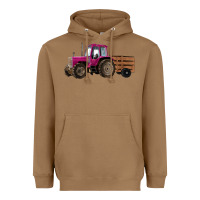 Toasted Coconut Pink Farm Tractor Heavyweight Hoodie - RanaPortraitStore