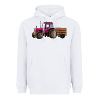 White Pink Farm Tractor Heavyweight Hoodie - RanaPortraitStore