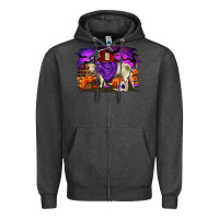 Charcoal Heather Charolais Bull Halloween Zipper Hoodie - RanaPortraitStore