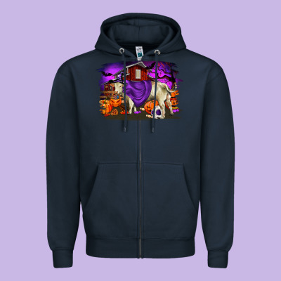 Charolais Bull Halloween Zipper Hoodie Designed By Ranaportraitstore