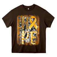 Chocolate Brown finding the cure starts with hope childhood cancer awareness  with bac Heavy Core Tee - Jasminsmagicworld