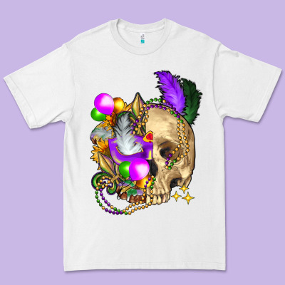 Mardi Gras Skull Premium Tee Designed By Fadigitalartstudio