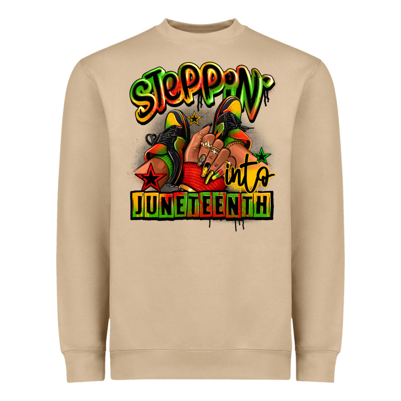 Steppin' Into Juneteenth Black Girl Sneakers Heavyweight Sweatshirt by RanaPortraitStore | Teevron