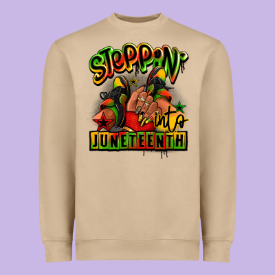 Steppin' Into Juneteenth Black Girl Sneakers Heavyweight Sweatshirt Designed By Ranaportraitstore