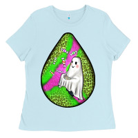 Baby Blue halloween ghost teardrop Ladies Tee - BundleAndBundleShop