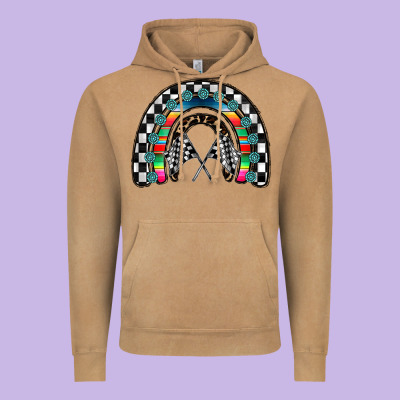 Racing Rainbow Vintage Hoodie Designed By Cowhidedigitalart
