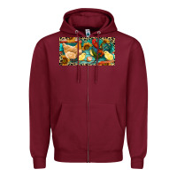 Burgundy Chicken rooster and chicks with leopard Zipper Hoodie - RanaPortraitStore