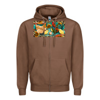 Chestnut Chicken rooster and chicks with leopard Zipper Hoodie - RanaPortraitStore