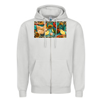 Dove Grey Chicken rooster and chicks with leopard Zipper Hoodie - RanaPortraitStore