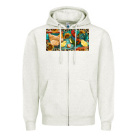 Oatmeal Heather Chicken rooster and chicks with leopard Zipper Hoodie - RanaPortraitStore