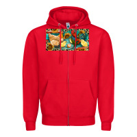 Red Chicken rooster and chicks with leopard Zipper Hoodie - RanaPortraitStore