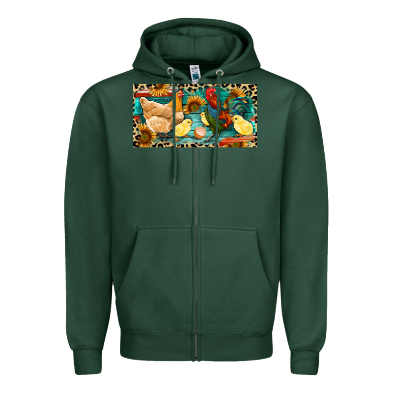 Chicken Rooster And Chicks With Leopard Zipper Hoodie by RanaPortraitStore | Teevron