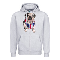 Heather Grey English Dog Zipper Hoodie - RanaPortraitStore