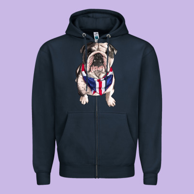 English Dog Zipper Hoodie Designed By Ranaportraitstore