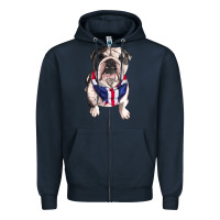 Navy English Dog Zipper Hoodie - RanaPortraitStore