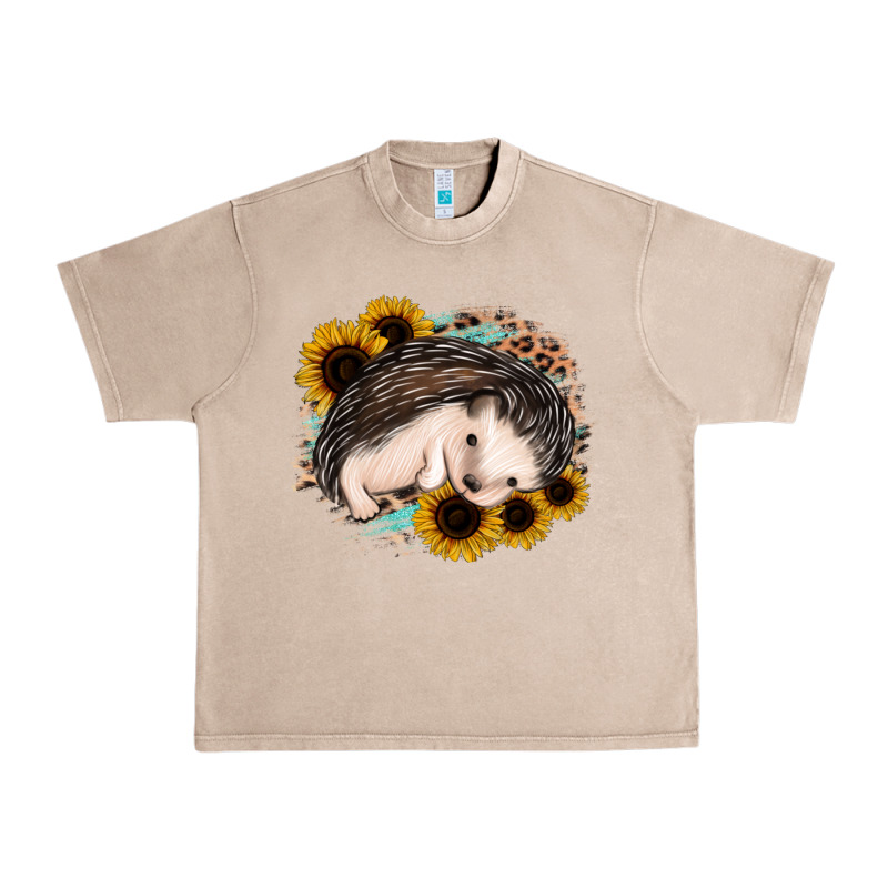Sleeping Hedgehog Sunflower Leopard Urban Heavy Tee by Jasminsmagicworld | Teevron