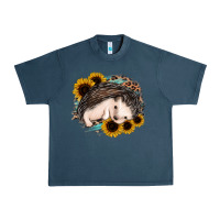 Midnight Navy sleeping hedgehog sunflower leopard Urban Heavy Tee - Jasminsmagicworld