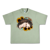 Oil Green sleeping hedgehog sunflower leopard Urban Heavy Tee - Jasminsmagicworld