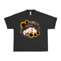 Pigment Black sleeping hedgehog sunflower leopard Urban Heavy Tee - Jasminsmagicworld