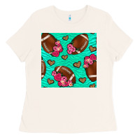 Bone american football roses and hearts seamless pattern Ladies Tee - BundleAndBundleShop