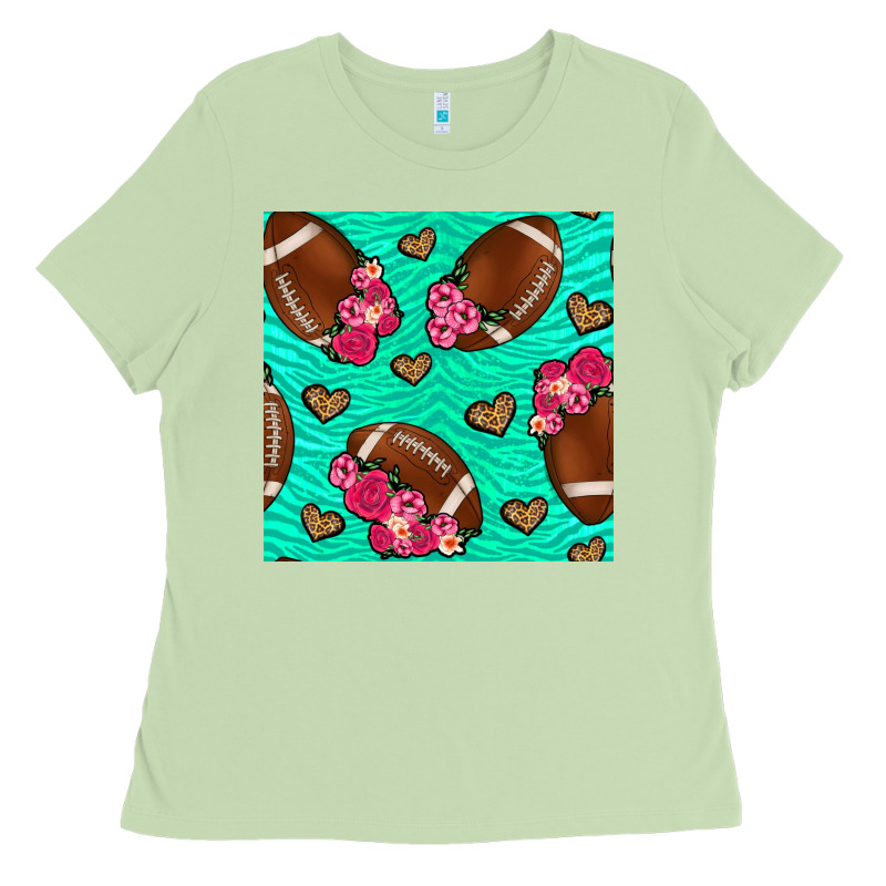 American Football Roses And Hearts Seamless Pattern Ladies Tee by BundleAndBundleShop | Teevron