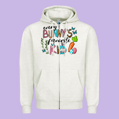Every Bunnys Favorite Kid Zipper Hoodie Designed By Ranaportraitstore