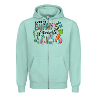 Seafoam Every Bunnys Favorite Kid Zipper Hoodie - RanaPortraitStore