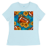 Baby Blue american football with leopard Ladies Tee - BundleAndBundleShop
