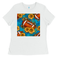 White american football with leopard Ladies Tee - BundleAndBundleShop