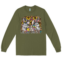 Army Green Happy Easter Long Sleeve Tee - CowhideDigitalArt