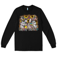 Black Happy Easter Long Sleeve Tee - CowhideDigitalArt
