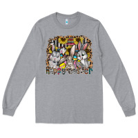 Heather Grey Happy Easter Long Sleeve Tee - CowhideDigitalArt