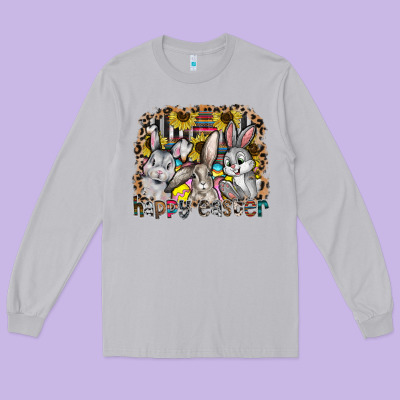 Happy Easter Long Sleeve Tee Designed By Cowhidedigitalart